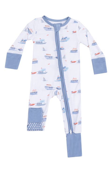 Bubbly Tugboats Convertible Zip Romper (Baby)