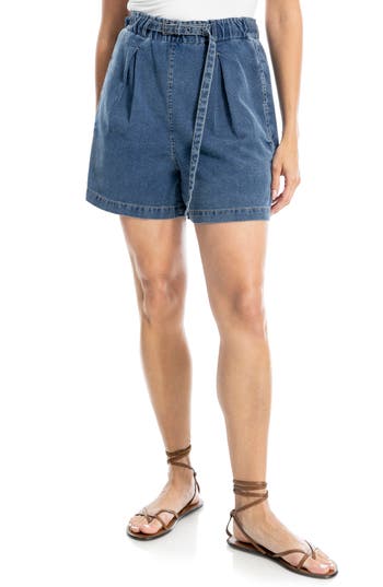 Max Studio Pleated Shorts In Blue