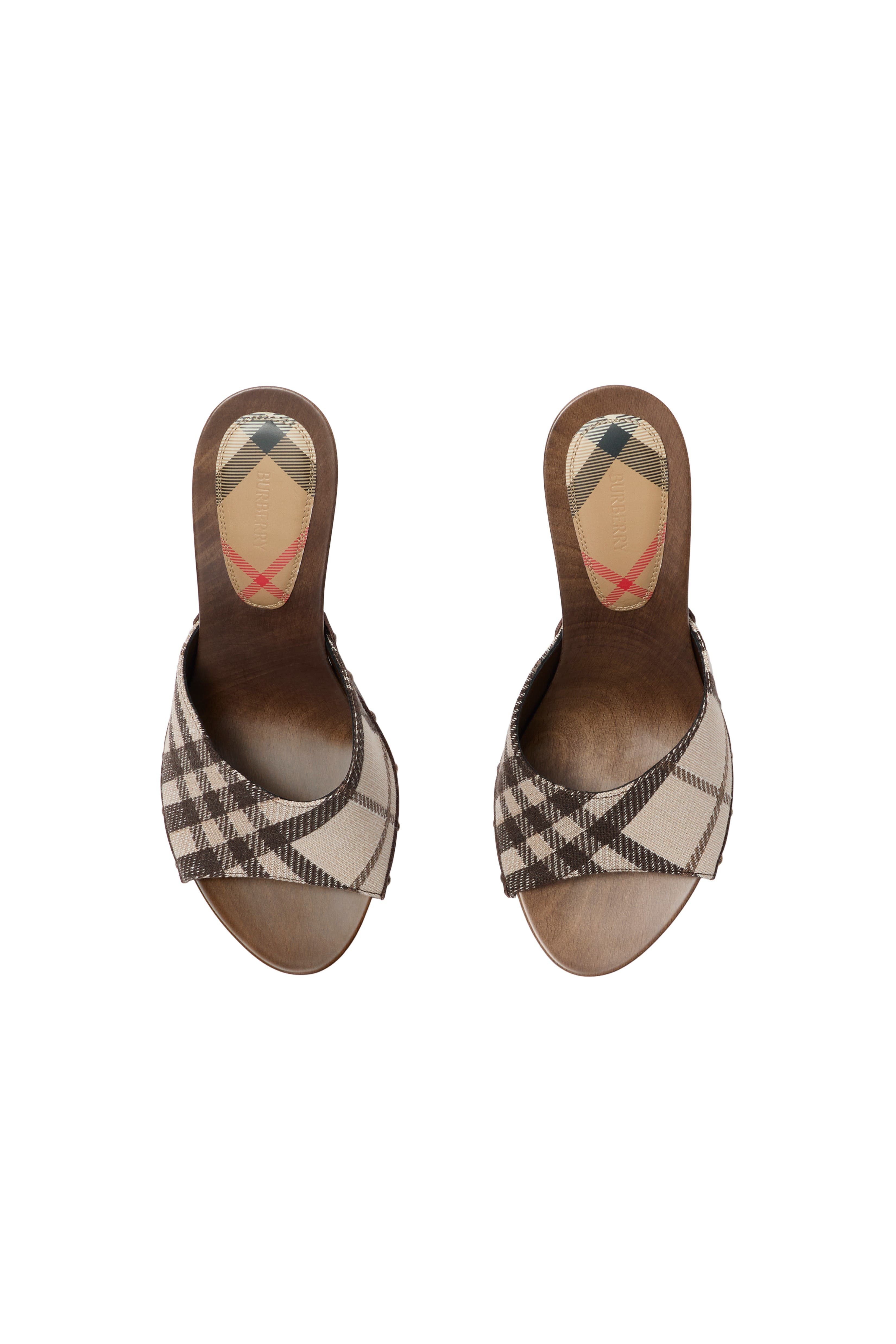 Burberry Check Potter Mules, Alternate, color, Light Beige