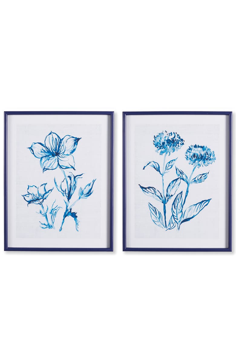 Napa Home & Garden Indigo Watercolor Botanical Prints Set Of 4, Alternate, color, Blue