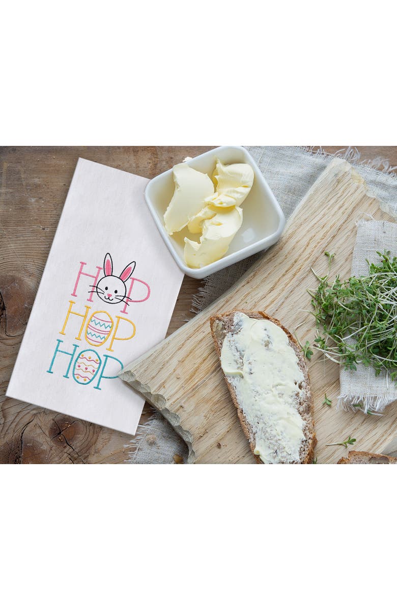 C&F Home "Hop Hop Hop" Easter Bunnies 100% Cotton Flour Sack Dishtowel, Alternate, color, White