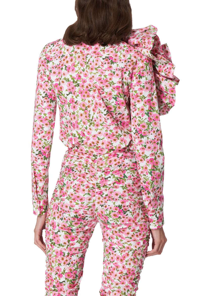 Anemone Print Dramatic Rosette Blouse, Alternate, color, WHITE MULTI