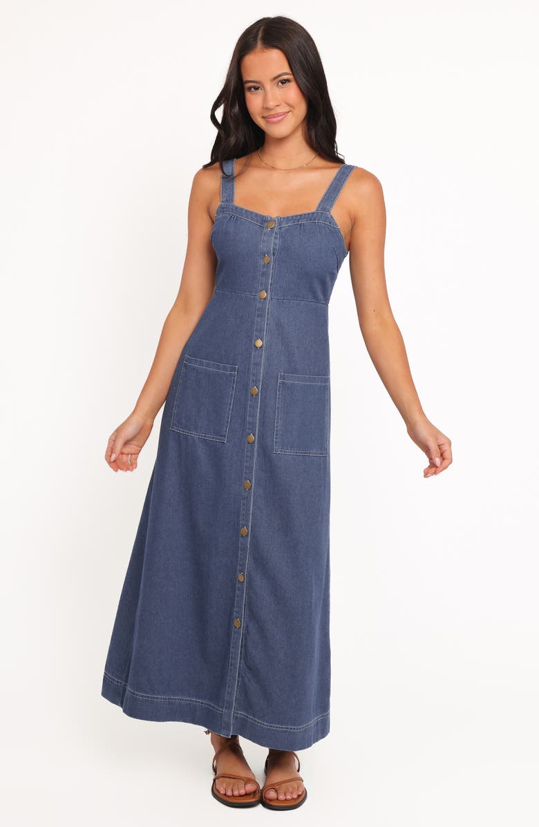 Petal & Pup Bettie Denim Midi Dress, Alternate, color, Mid Blue Denim