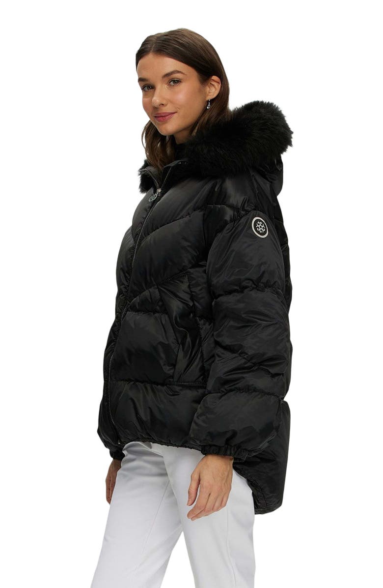 GORSKI Apres-Ski High-Low Jacket With Detachable Trim, Alternate, color, Black/Black