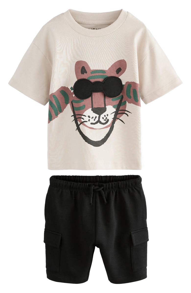 NEXT Kids' Tiger Cotton Graphic T-Shirt & Cargo Shorts Set, Main, color, 