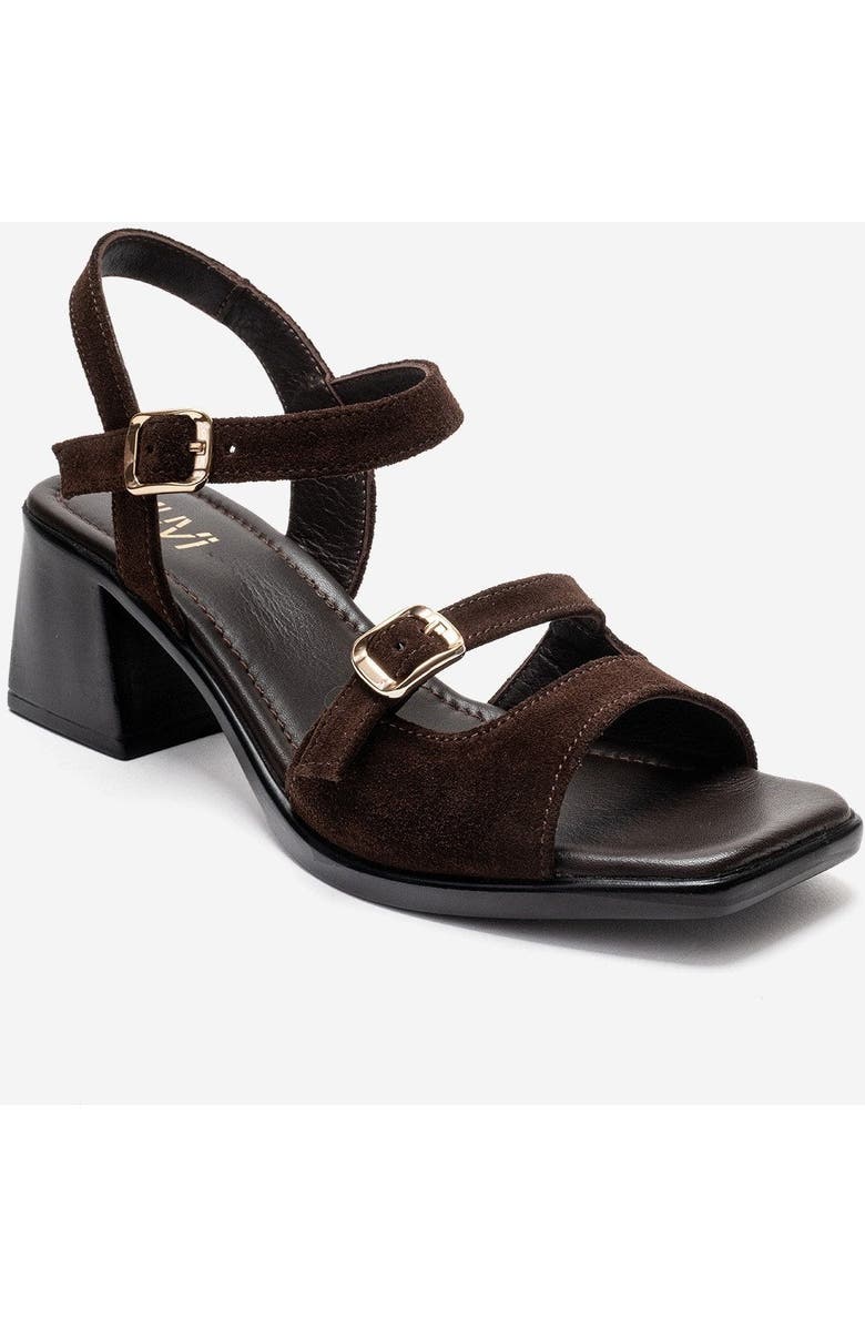 Forever & Always Shoes Yolen Leather Block Heel Sandal, Alternate, color, Brown Suede