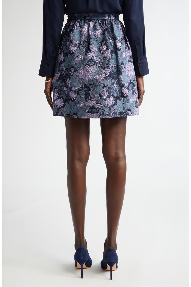 Floral Metallic Gaufre Miniskirt, Alternate, color, MIDNIGHT LUREX MULTI
