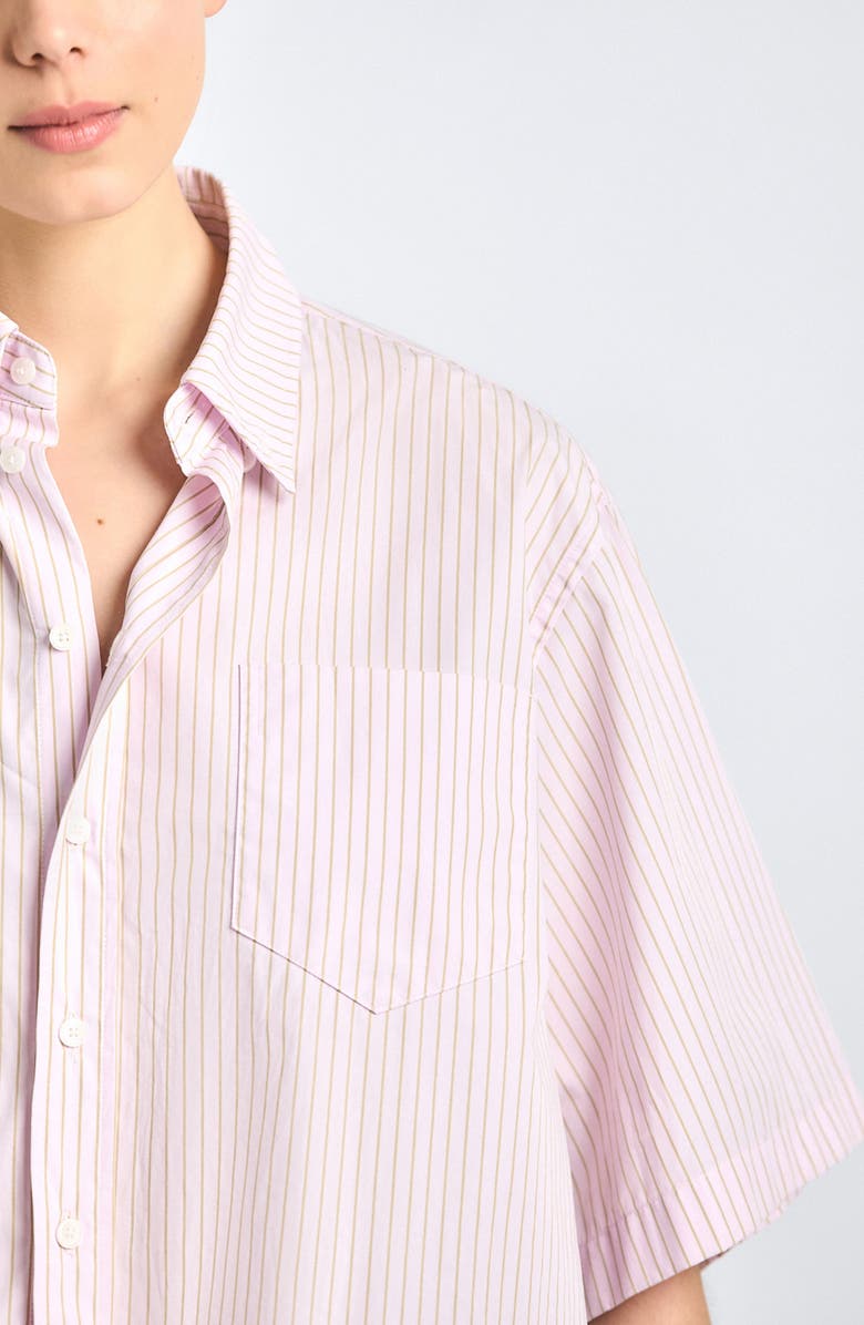 Derek Lam 10 Crosby Ember Cropped Button-Up Shirt, Alternate, color, Pink Stripe
