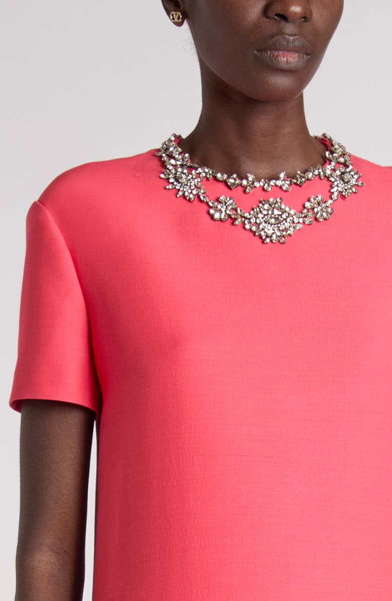 Valentino Garavani Rhinestone Embellished Wool & Silk Crepe Couture Minidress, Alternate, color, Pink