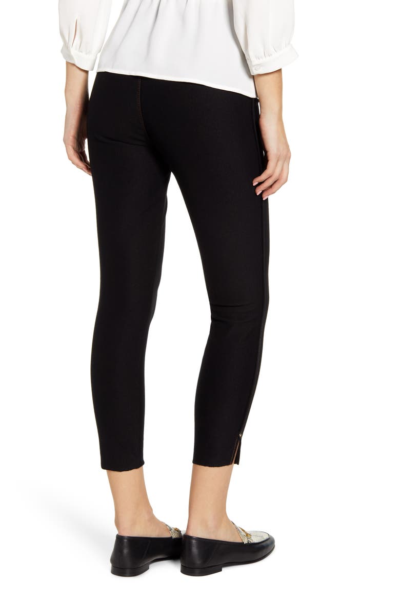 Lyssé Crop Slit Denim Leggings, Alternate, color, BLACK