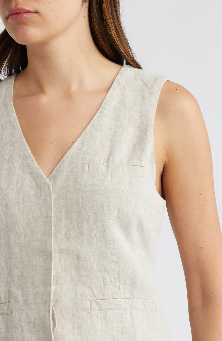 Madewell Single Breasted Linen Vest, Alternate, color, Natural Undyed