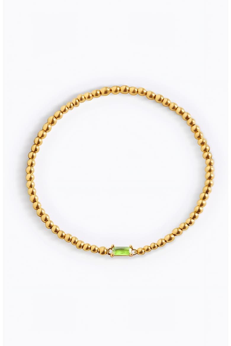 Gold Beaded Birthstone Bracelet, Main, color, August Peridot