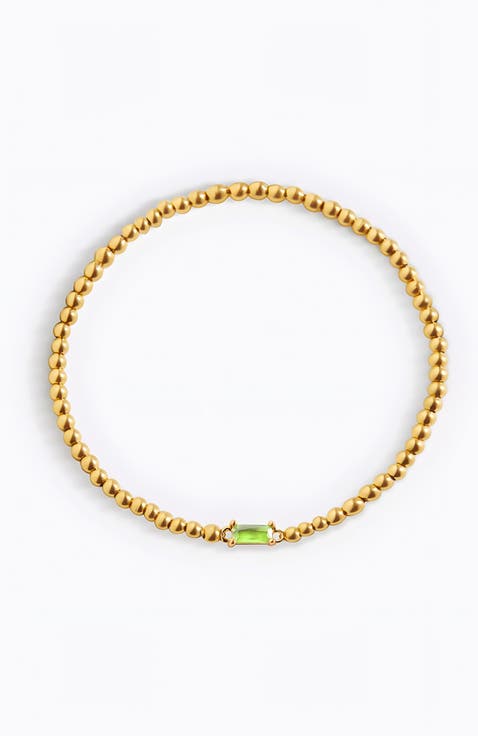 Gold Beaded Birthstone Bracelet