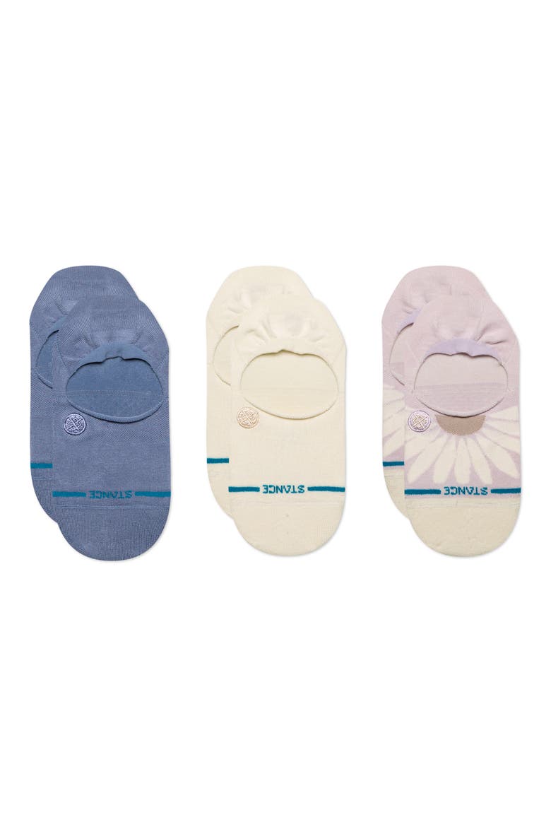 Assorted 3-Pack No-Show Socks, Main, color, BLUE/ IVORY/ PURPLE ASSORTED