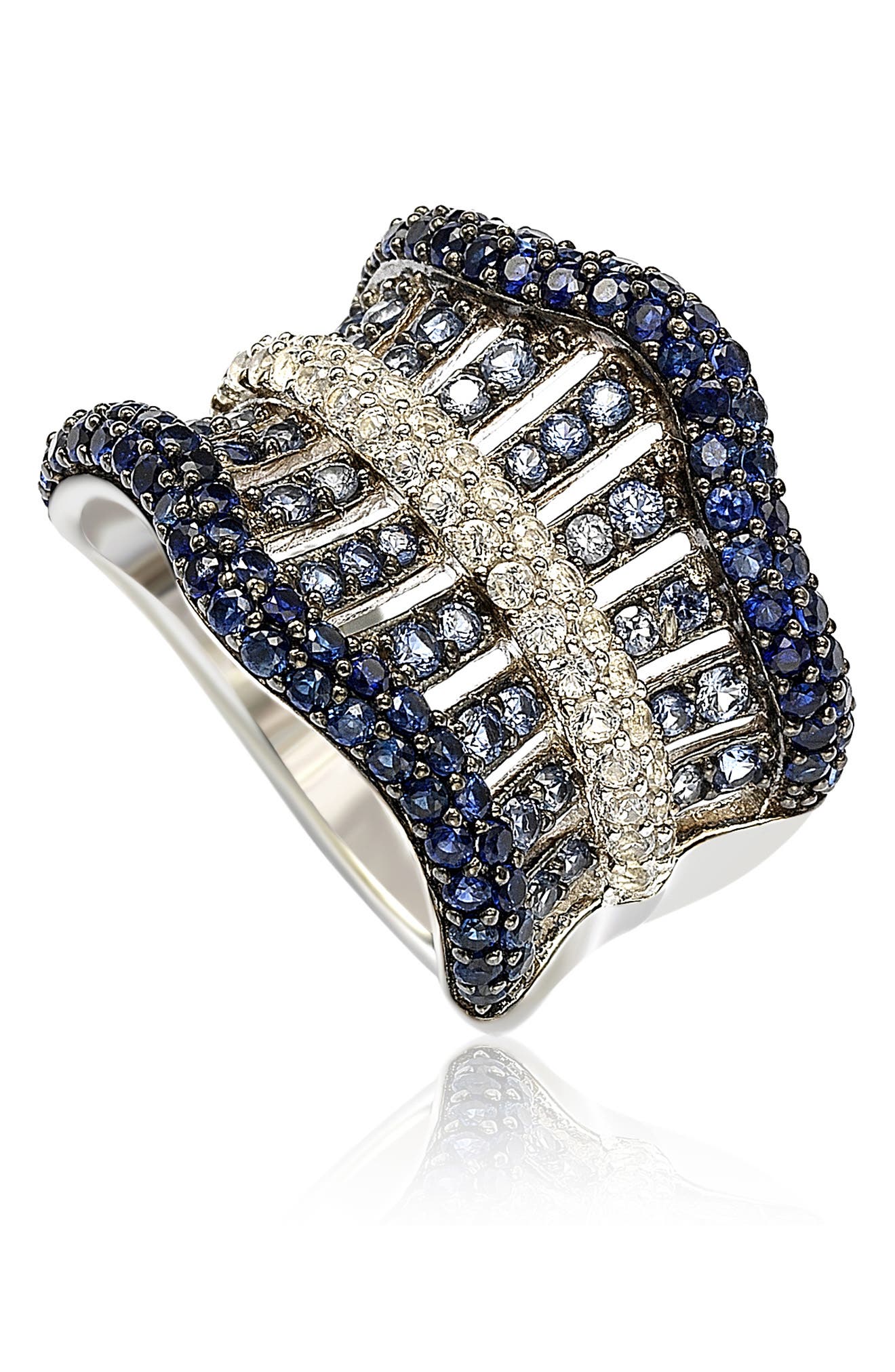 SUZY LEVIAN Sterling Silver & Sapphire Gladiator Ring