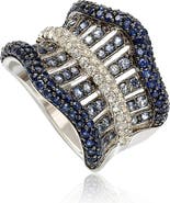 SUZY LEVIAN Sterling Silver & Sapphire Gladiator Ring