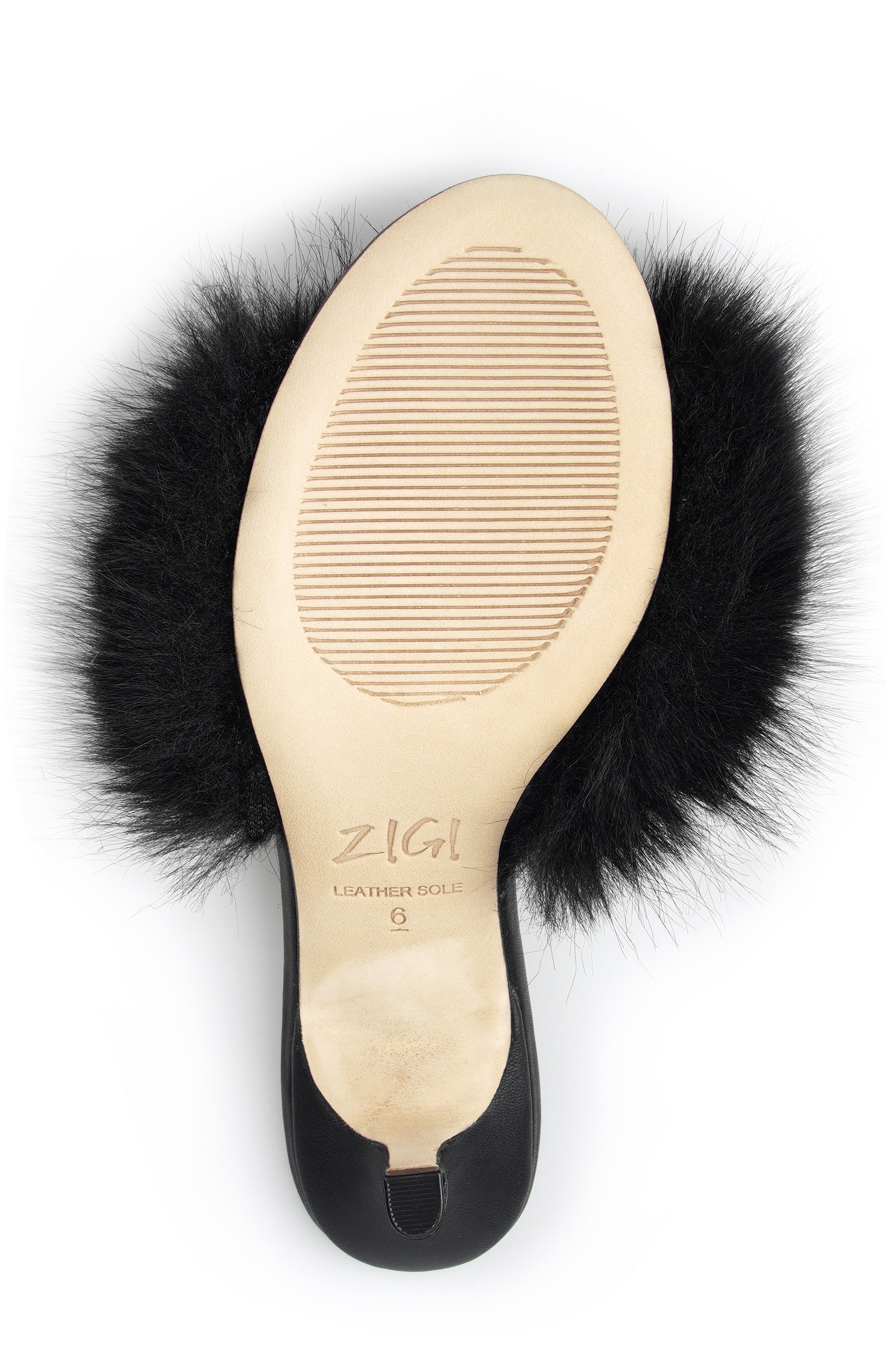 Faux Fur Kitten Heel Sandal, Alternate, color, BLACK