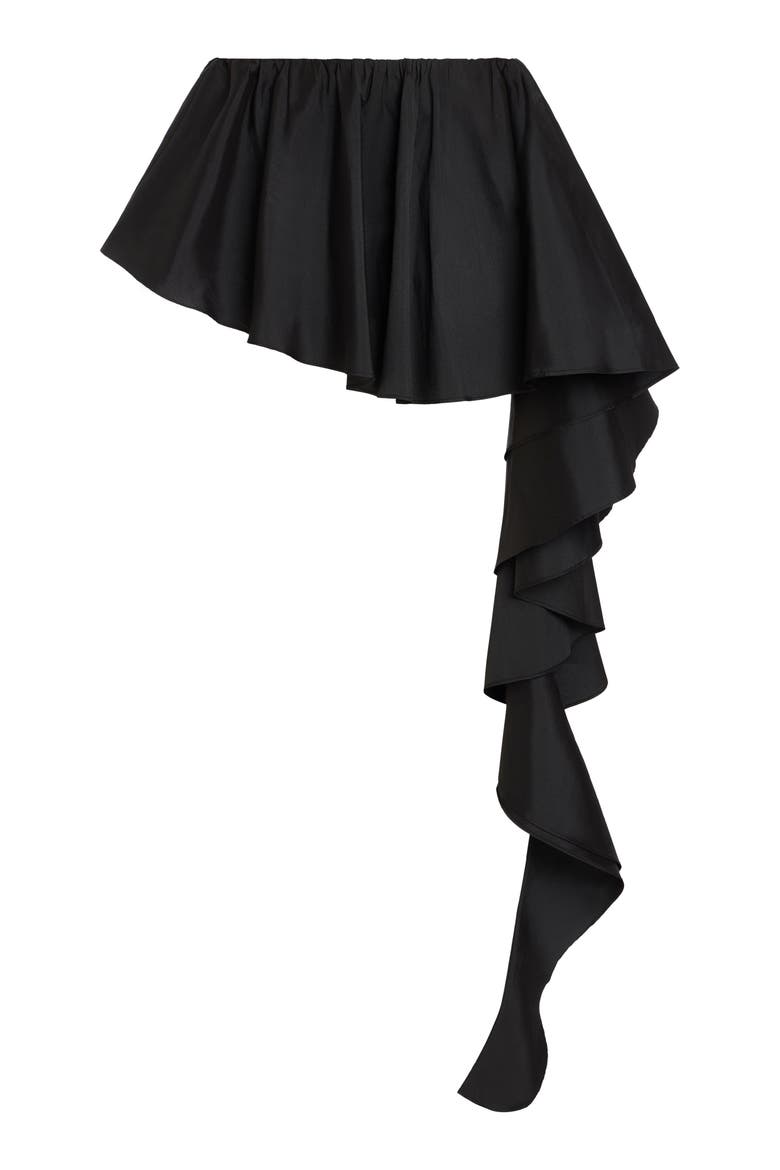 Todd Gathered Asymmetric Mini Skirt, Alternate, color, Black