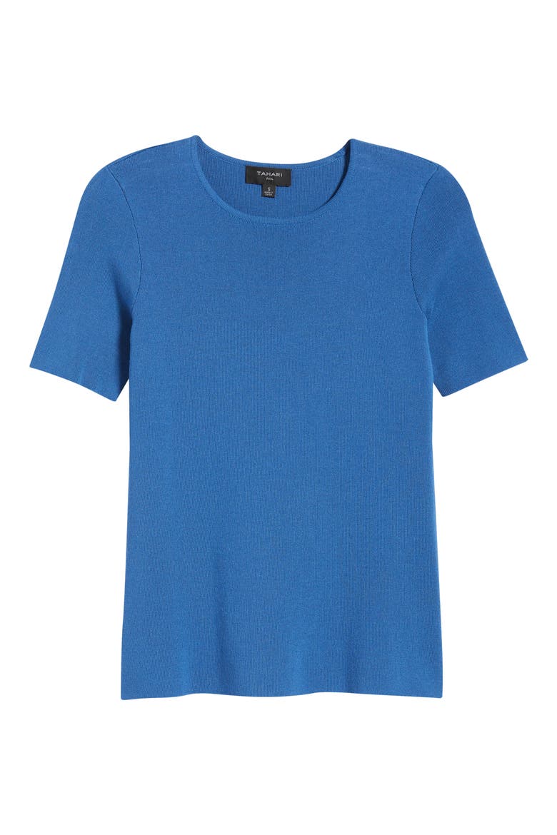 Short Sleeve Sweater, Alternate, color, RIVERSIDE BLUE