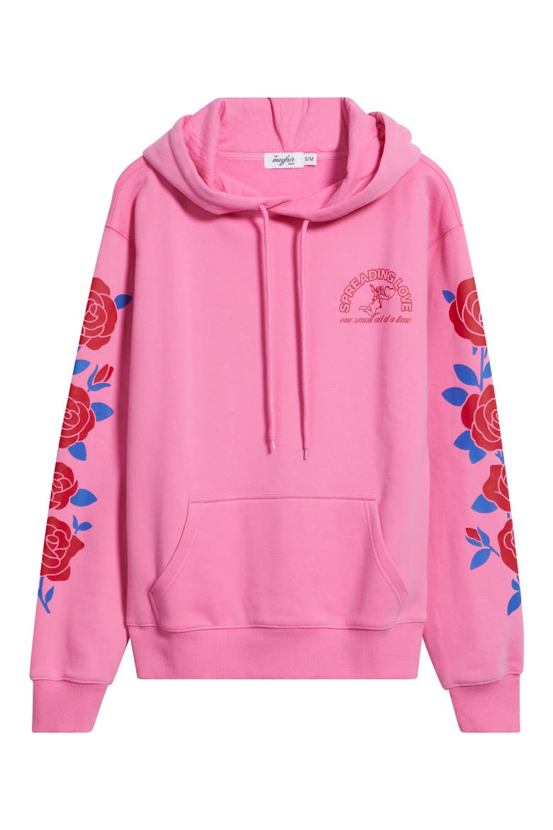 Be Kind Floral Sleeve Graphic Hoodie, Alternate, color, PINK