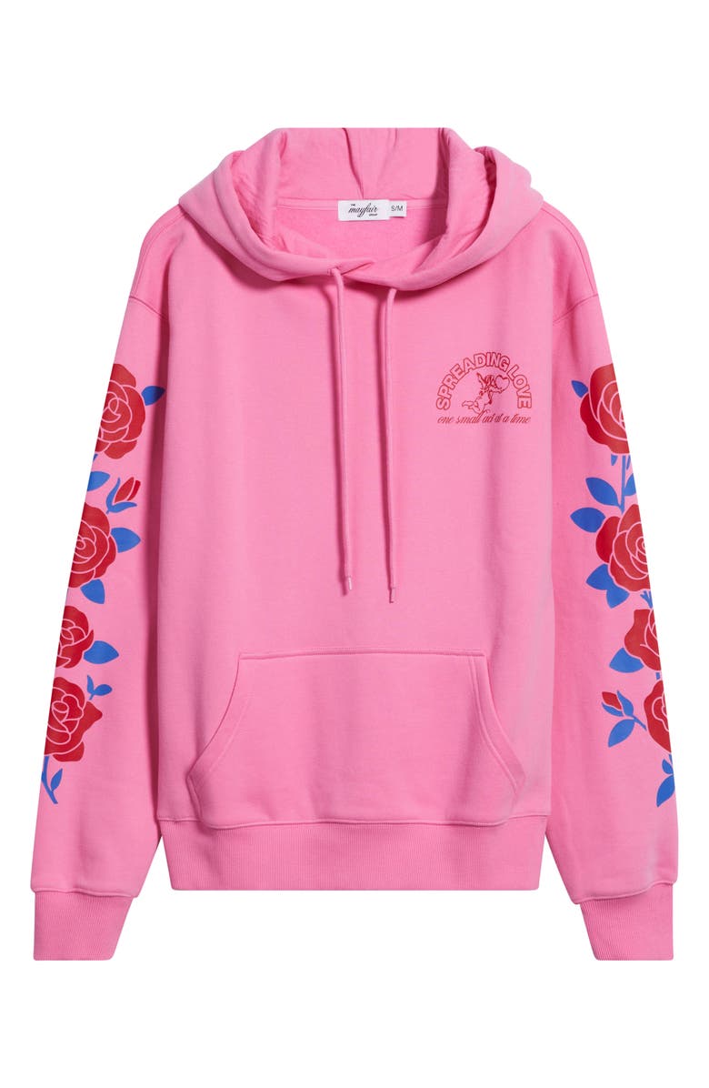 THE MAYFAIR GROUP Be Kind Floral Sleeve Graphic Hoodie, Alternate, color, Pink