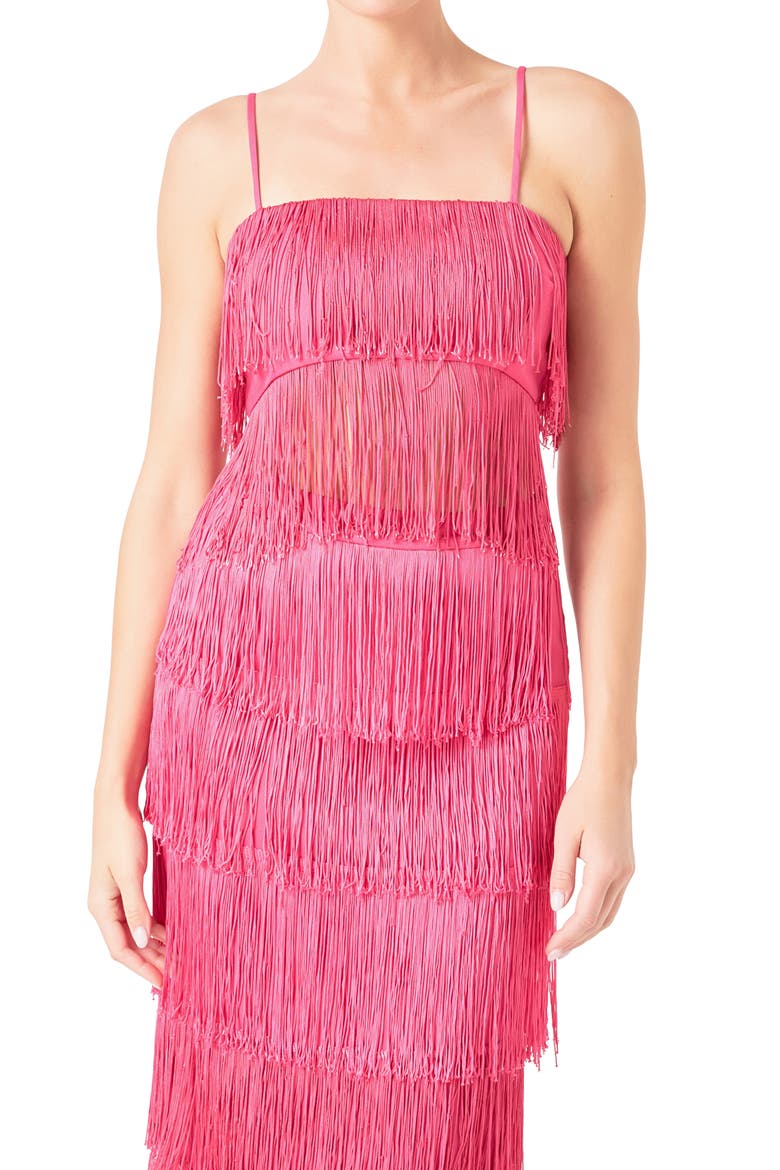 Tiered Fringe Crop Top, Alternate, color, FUCHSIA