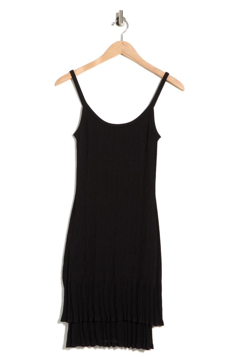 Lex Cotton Blend Tiered Slipdress, Alternate, color, BLACK