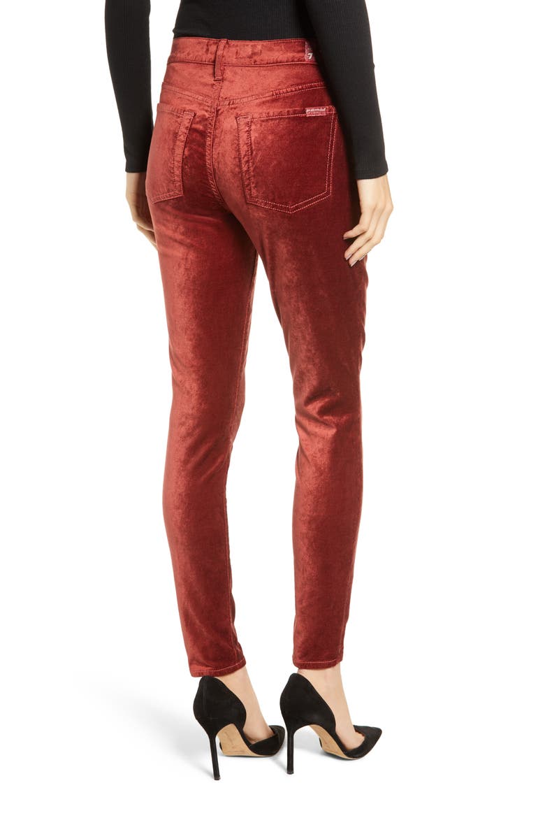 7 For All Mankind® Velvet Ankle Skinny Jeans, Alternate, color, VELVET ANTIQUE PINK