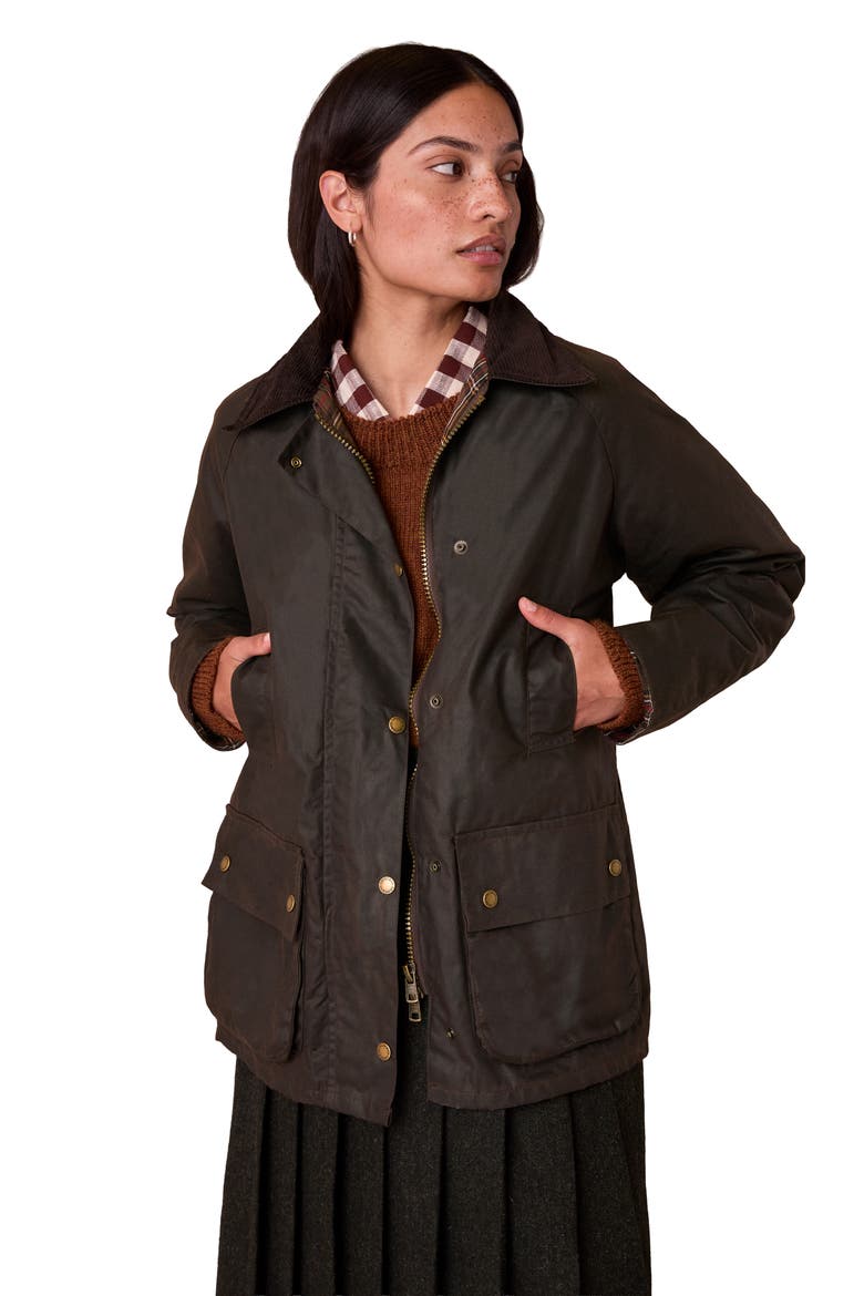 Raglan Sleeve Waxed Jacket, Main, color, Chocolate