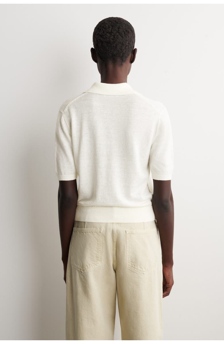 COS Knitted Linen-Merino Polo Shirt, Alternate, color, Cream