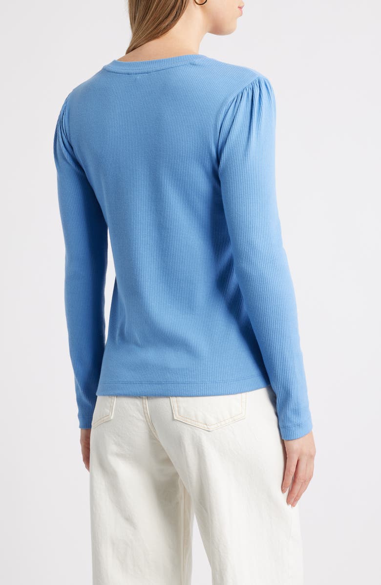 Caslon<sup>®</sup> Long Sleeve Rib T-Shirt, Alternate, color, Blue Sweep