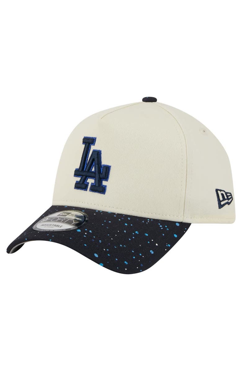 New Era Men's New Era  Cream Los Angeles Dodgers Speckle A-Frame 9FORTY Adjustable Hat, Main, color, 