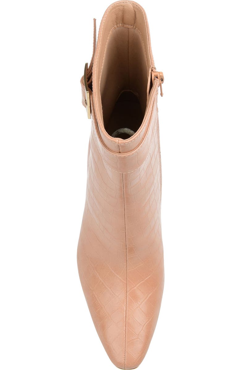 Journee Collection Elaine Croc Embossed Comfort Foam Bootie, Alternate, color, Tan