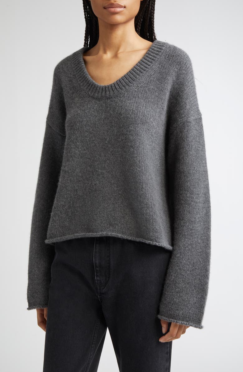 LOULOU DE SAISON Derry Cashmere U-Neck Sweater, Alternate, color, Anthracite Melange