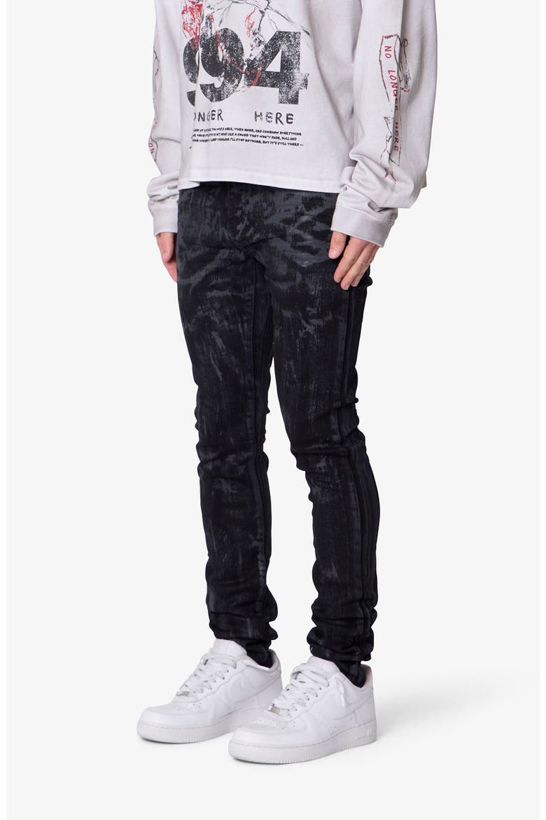 Waxed Skinny Jeans, Alternate, color, BLACK