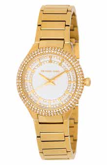 Michael Kors Sylvia Crystal Three Hand Bracelet Watch, 33mm