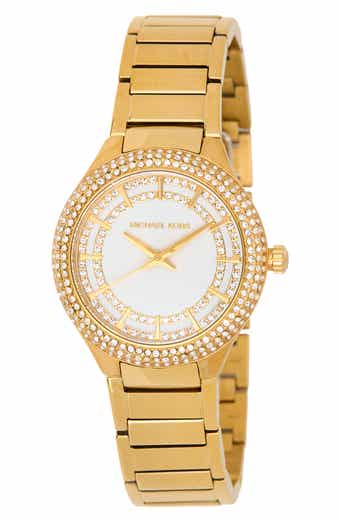 Michael Kors Sylvia Crystal Three Hand Bracelet Watch, 33mm