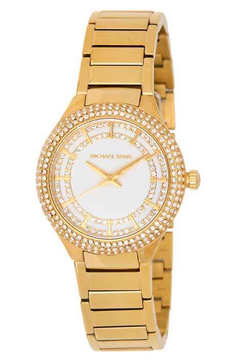 Michael Kors Sylvia Crystal Three Hand Bracelet Watch, 33mm