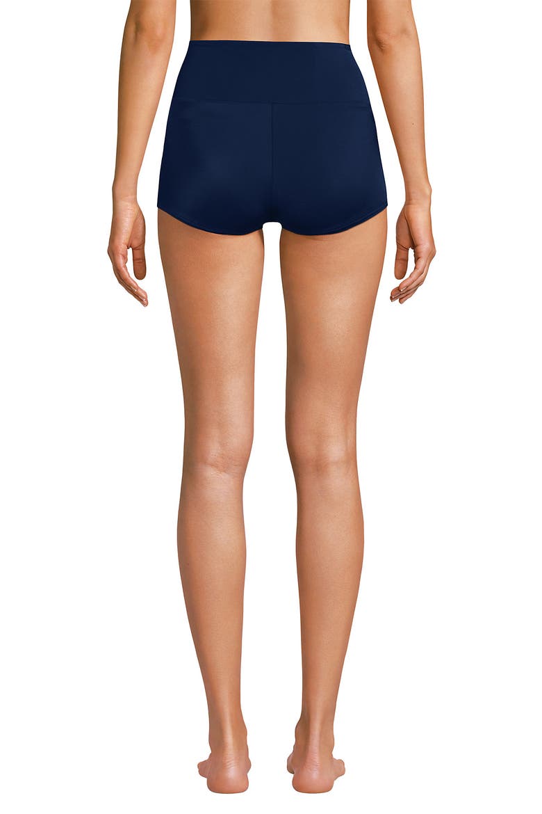 Tugless High Waisted Swim Boy Shorts, Alternate, color, Deep Sea Navy