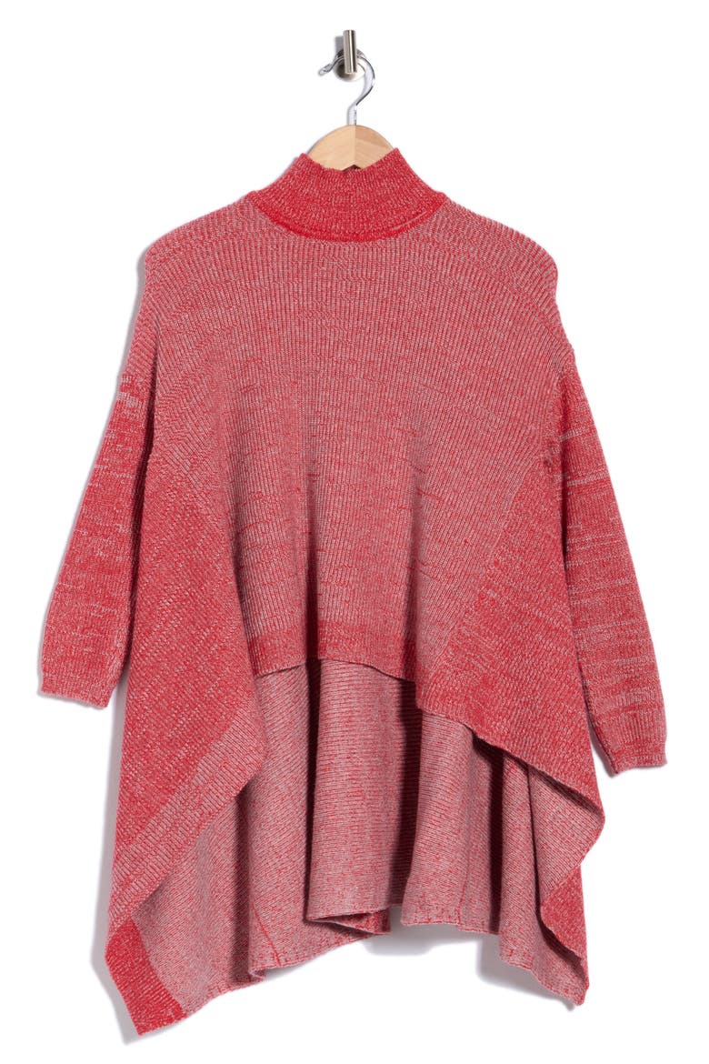 High Low Mock Neck Sweater, Alternate, color, RED