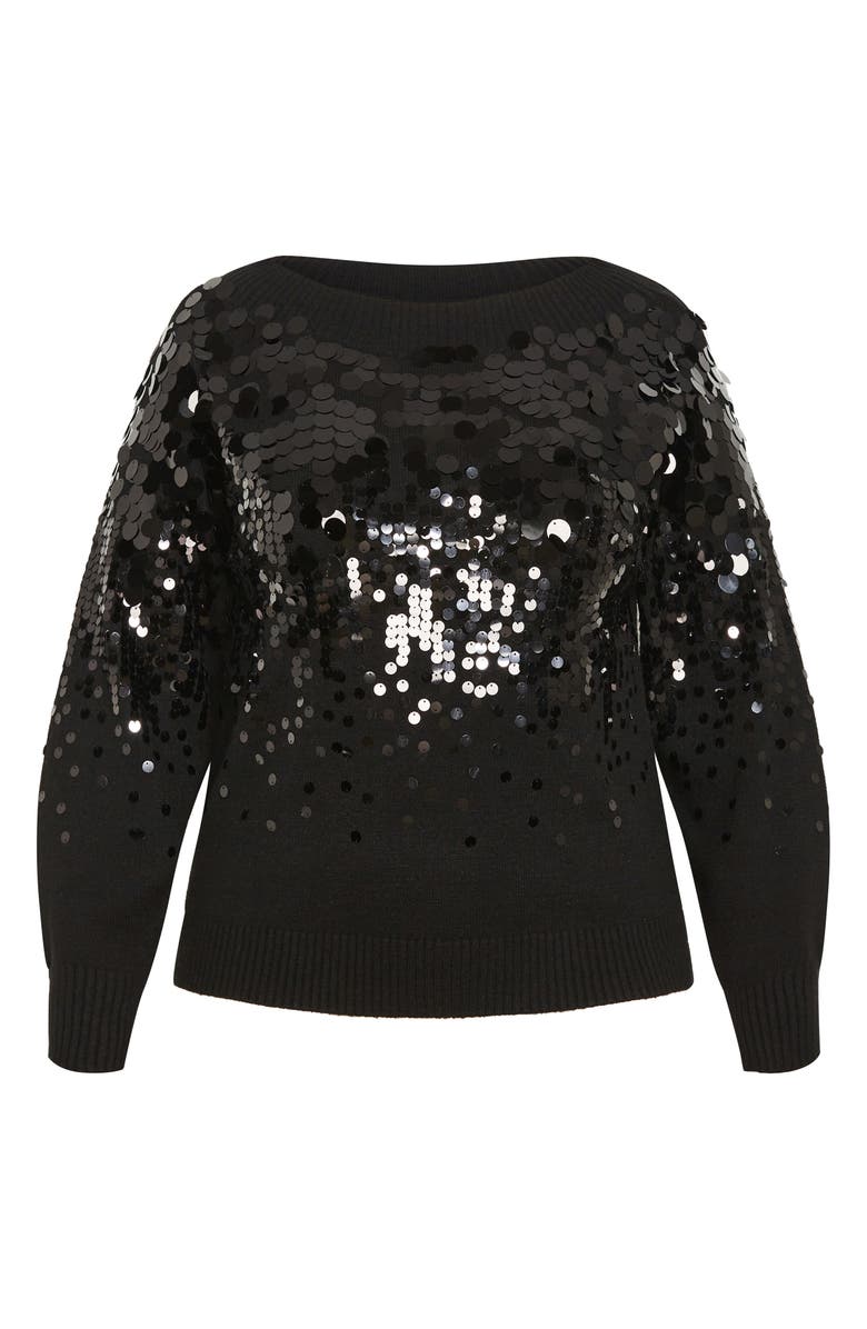 City Chic Braylin Embellished Sweater, Alternate, color, Black