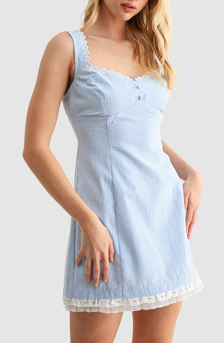 Lush Embroidered Heart Trim Minidress, Alternate, color, Blue