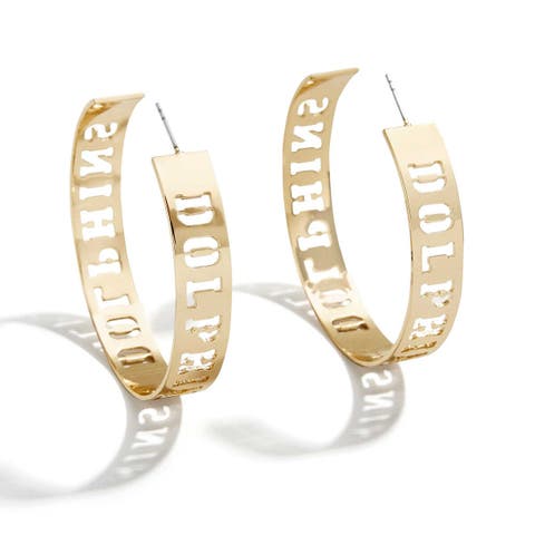 x Baublebar Gold Miami Dolphins Large Cutout Hoop Earrings