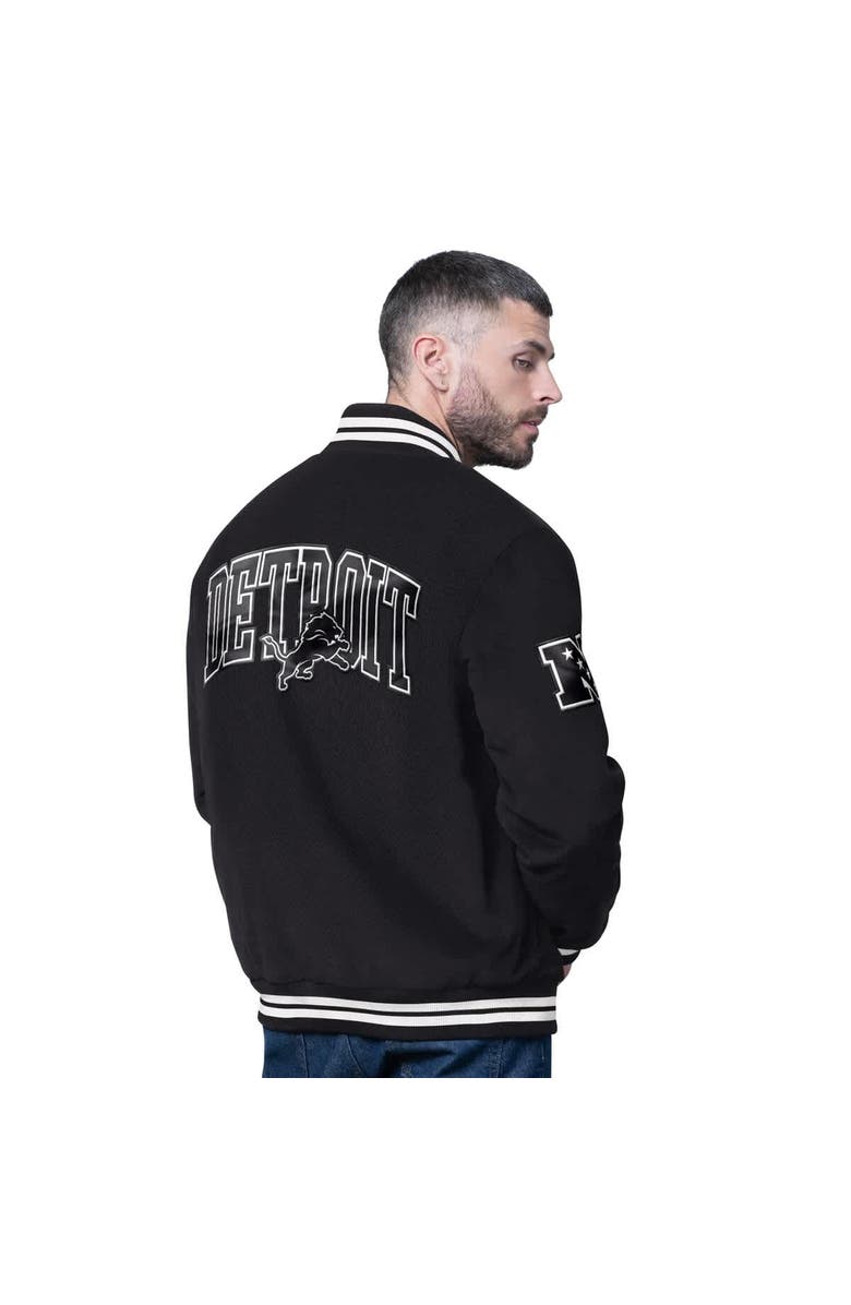 STARTER Men's Starter Black Detroit Lions Blackout Corduroy Full-Snap Varsity Jacket, Alternate, color, Black