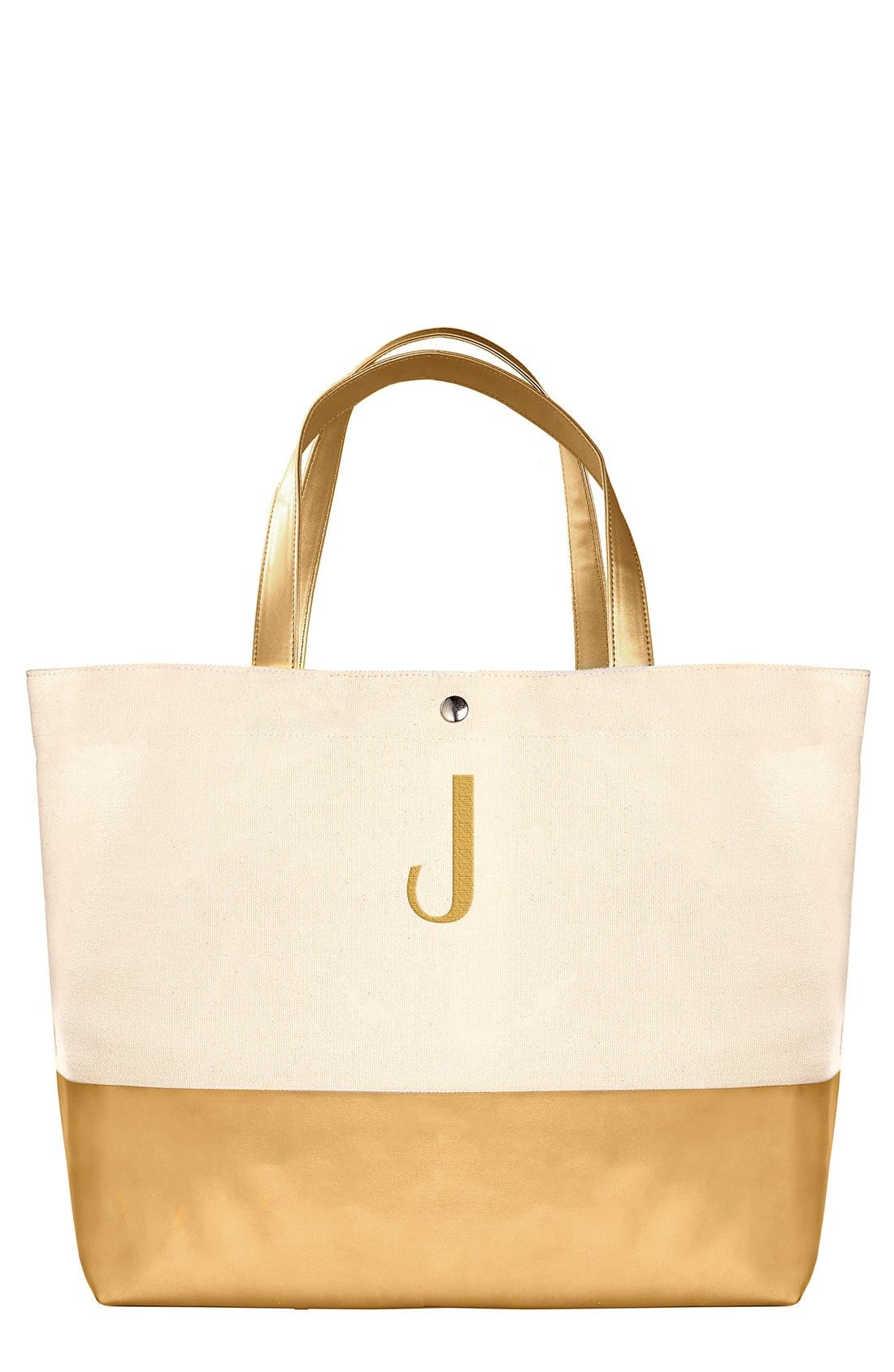 Monogram Canvas Tote, Main, color, GOLD - J