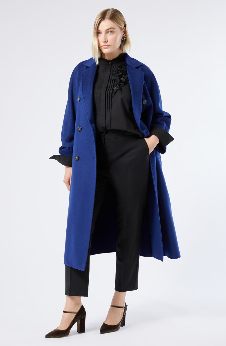 Marina Rinaldi Candore Stretch Virgin Wool Pants, Alternate, color, Black