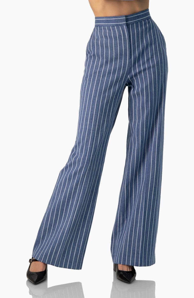 IVONNE Striped Wide-Leg Pants, Main, color, Blue