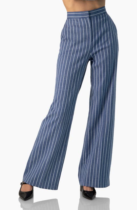 Striped Wide-Leg Pants