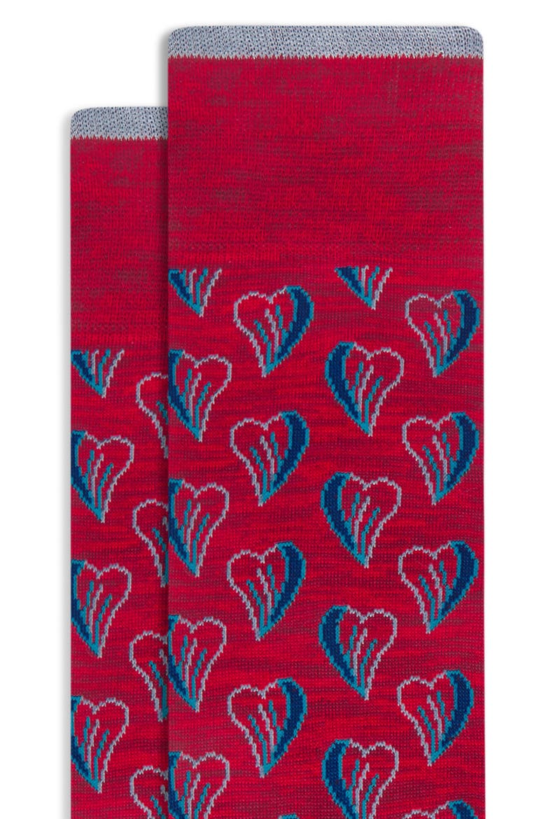 Hearts Mercerized Cotton Blend Dress Socks, Alternate, color, CHILI