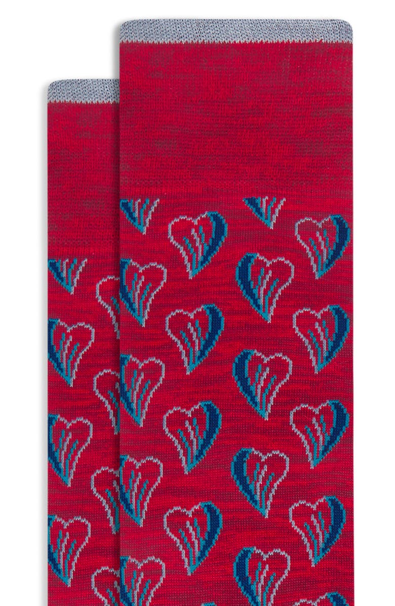 Bugatchi Hearts Mercerized Cotton Blend Dress Socks, Alternate, color, 
